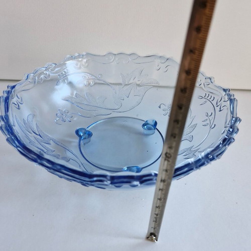 Vintage glass fruit bowl in blue color like new