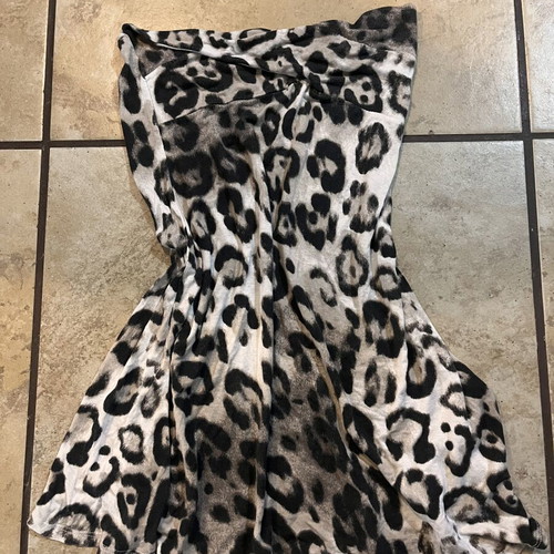 Strapless Mini Dress like new, leopard print, black and beige