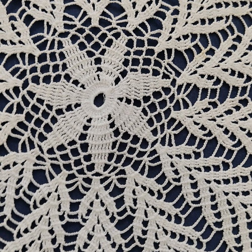 Handmade crocheted round tablecloth like new, white 56x56 cm