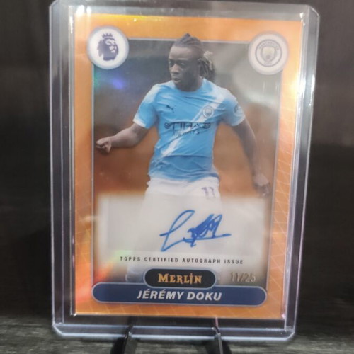 Jérémy Doku autograph card /25 Topps Merlin