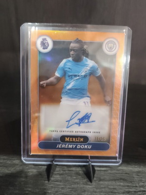 Jérémy Doku autograph card /25 Topps Merlin