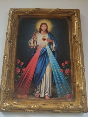 Jesus Christ image new, handmade with clay 14x18 cm
