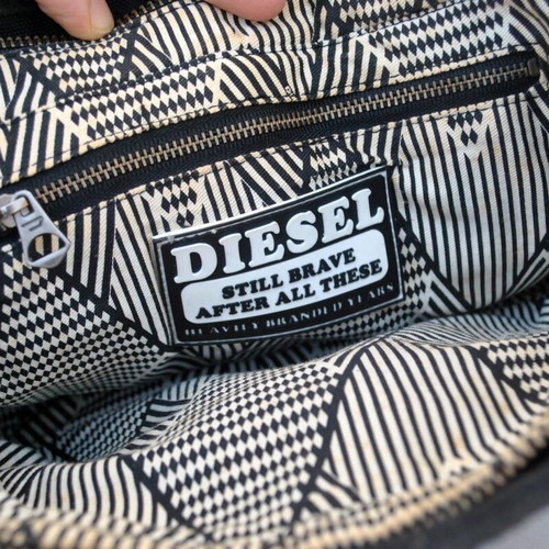 Diesel Vintage Black Canvas Handbag used with Embossed Logo Y2K Style