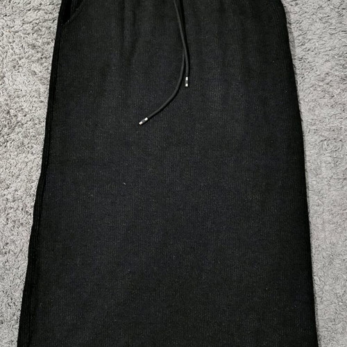 Women's skirt used with drawstring, slit and pockets, black S/M