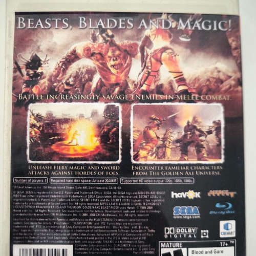 Golden Axe Beast Rider PS3 game used, custom cover