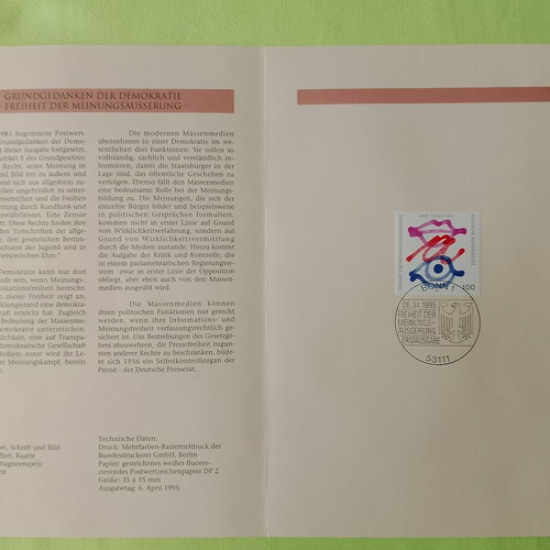 German stamps mint condition, 1995 first day cover Bonn, sealed set