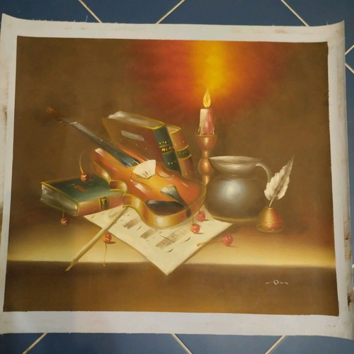 Oil painting on canvas like new, violin 50x60