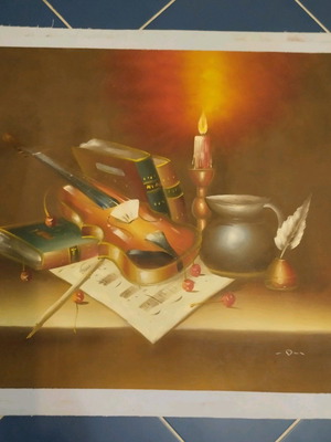 Oil painting on canvas like new, violin 50x60
