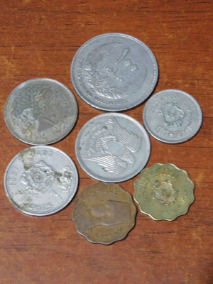 North Africa coins used, set of 7 from Libya Morocco Egypt