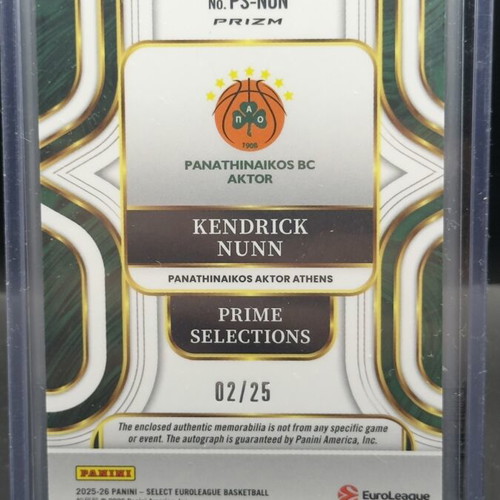 Kendrick Nunn Patch Auto Prime Selections 2025-26 καινούργιο