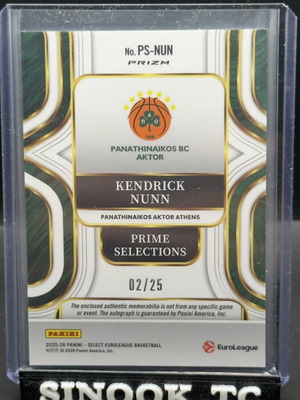 Kendrick Nunn Patch Auto Prime Selections 2025-26 καινούργιο