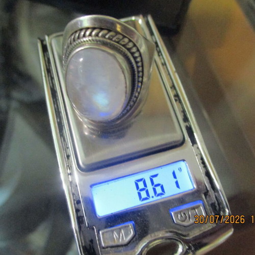 Silver women's ring with moonstone, new, size 59