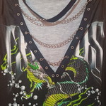 Peace and Chaos T Shirt used, one size, black multicolor