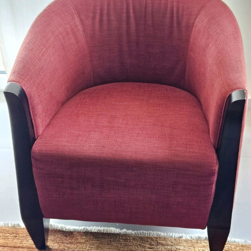 Anthes armchair like new, solid wenge wood, minimal design