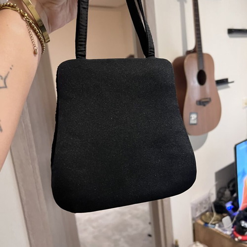 Vintage black handmade handbag with beads, like new
