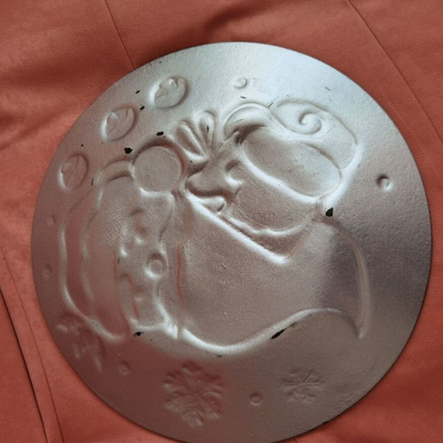 Christmas large glass plate used, 35 cm diameter