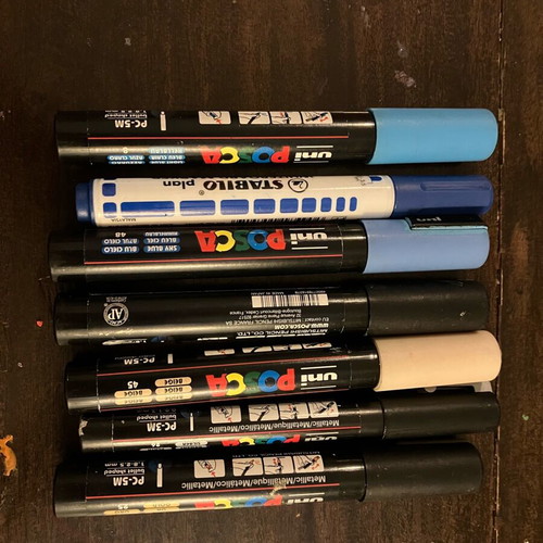 Posca markers 6 pcs and Stabilo Plan like new with case