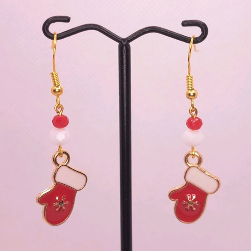Handmade Christmas earrings new with crystals