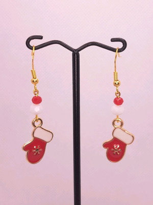 Handmade Christmas earrings new with crystals