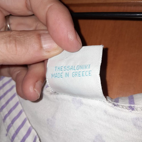 Makó nightgown used, Greek sewing, size 5XL, white and blue