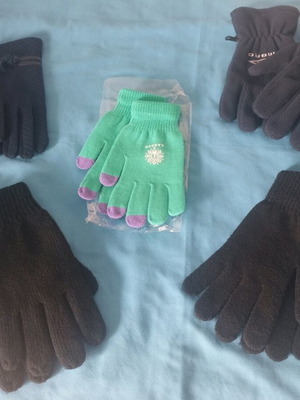 Σετ 5 γάντια Umbro και πλεκτά, καινούργια, navy, μαύρα, touchscreen