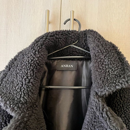 Anran black coat like new, synthetic wool, size L