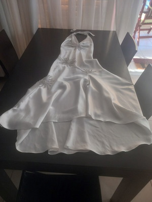 White satin dress used, size small to medium