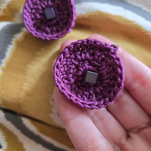 Knitted earrings purple like new