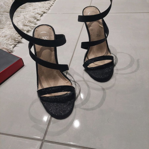 Exe sandals new black with glitter and 12 cm heel