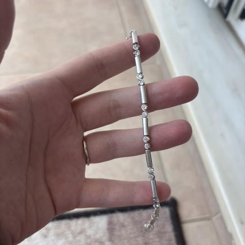 925 Silver Bracelet with Zirconia, New, 17 cm