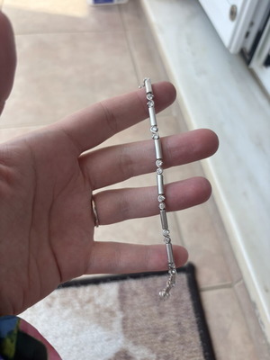 925 Silver Bracelet with Zirconia, New, 17 cm