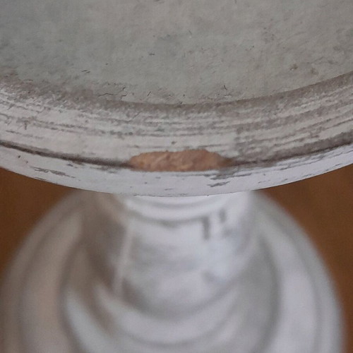 Wooden candlesticks with candles used, set of 2 pieces