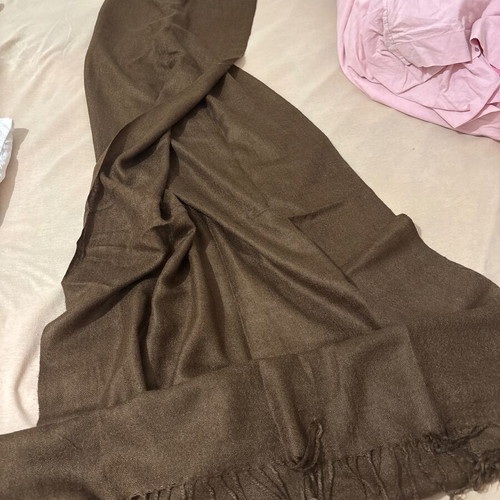 Brown scarf pashmina with fringes used