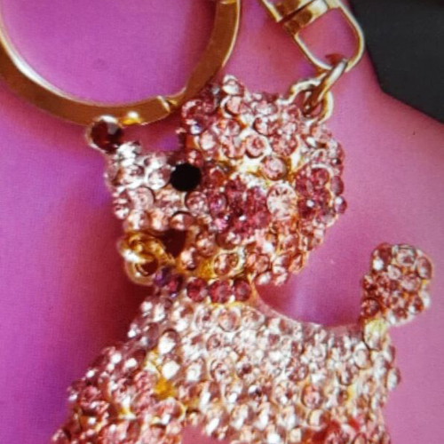 Key holder pink multicolor, new, 5x4.5 cm poodle figure