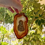 Virgin Mary and Infant Jesus pendant on agate stone