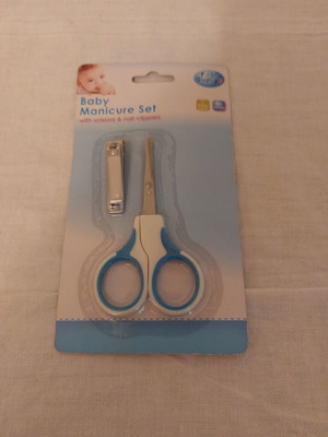 Baby nail clipper and scissors in white and blue First Steps new
