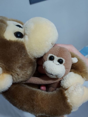 Plush monkey mom and baby soft, like new, 44 cm height