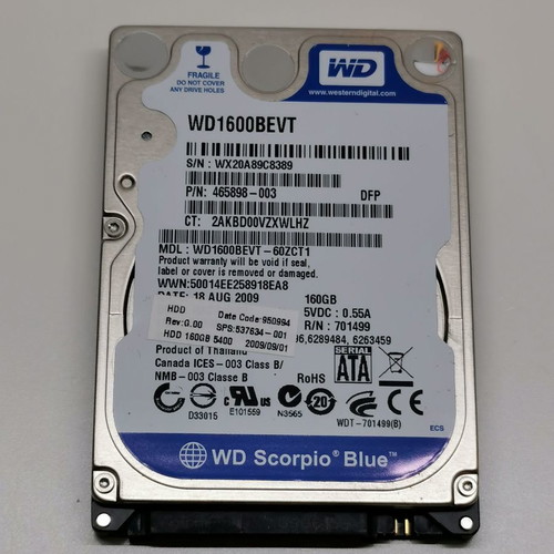 Western Digital Scorpio Blue WD1600BEVT 160GB σαν καινούργιο