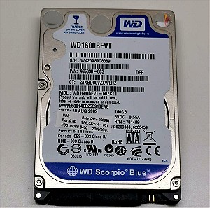 WESTERN DIGITAL 160GB WD1600BEVT SCORPIO BLUE SATA