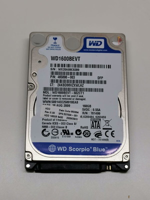 Western Digital Scorpio Blue WD1600BEVT 160GB σαν καινούργιο