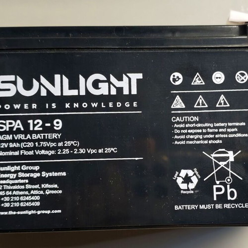 Sunlight SPA12-9 12V 9Ah Batteries pack of 5 new