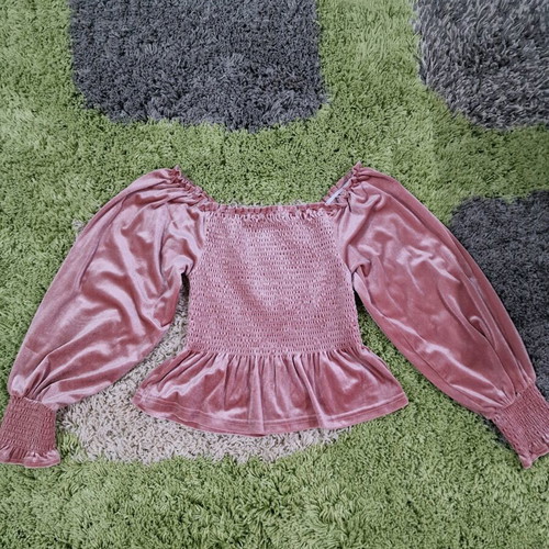 Primark pink velvet women blouse new, size S/M