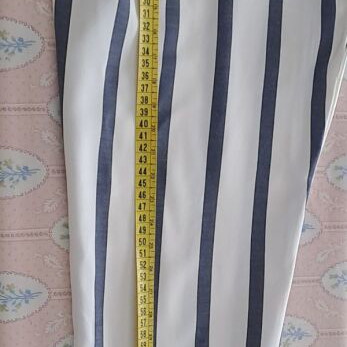 Zara Basic White and Blue Striped Ankle Trousers size M like new