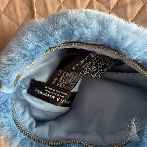 Zara women's shoulder bag fur winter new blue