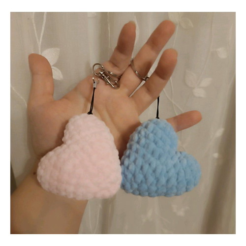 Handmade amigurumi heart keychain set of two