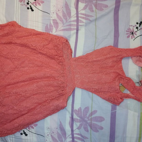 Miss Ebito beautiful youth dress with lace coral new
