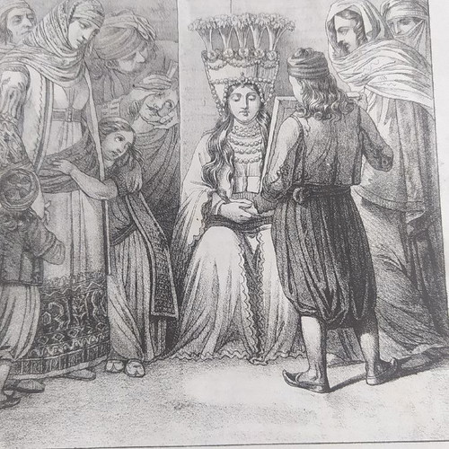 Λιθογραφία φορεσιές γάμος Αθήνα 1838 μεταχειρισμένη
