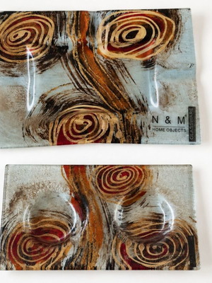 Glass Candle Holder Set 19x11cm and Glass Ashtray 18x12cm new