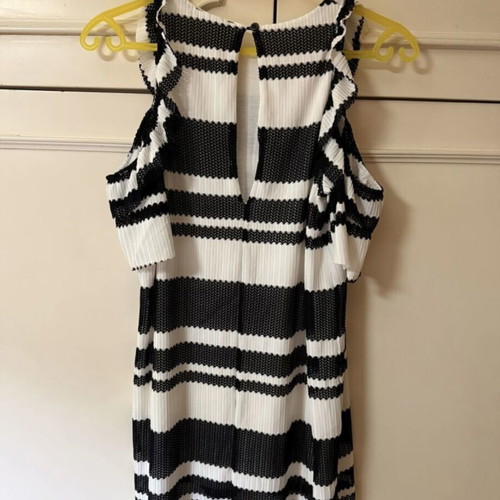 Zara mini dress with cold shoulders, used, black and white