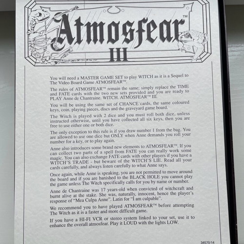 Настолна игра Atmosfear 3 1993 като нова, винтидж продължение